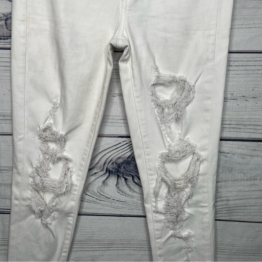 American Eagle outfitters white ripped super high-rise jagging size 4 - Picture 4 of 16
